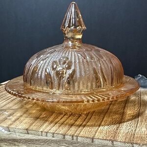 Amber Glass Butter Dish
